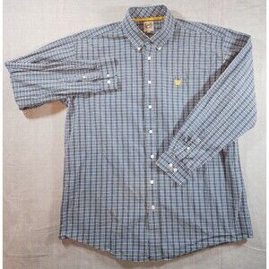 Cinch Men's L Plaid Western Shirt Long Sleeve Cotton Button Front Black/Blue